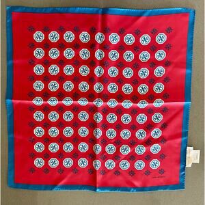 Tory Burch Preppy Nantucket Red Silk Scarf 18" x 18"